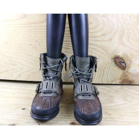 Polo Ralph Lauren Boots Mens 8.5D Multicolor Leather Andres Biker Combat Moto - Picture 2 of 8